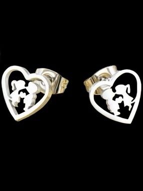 “Schoolyard Crush” Little Lovers First Kiss Puppy Love Child Romance Heart Studs